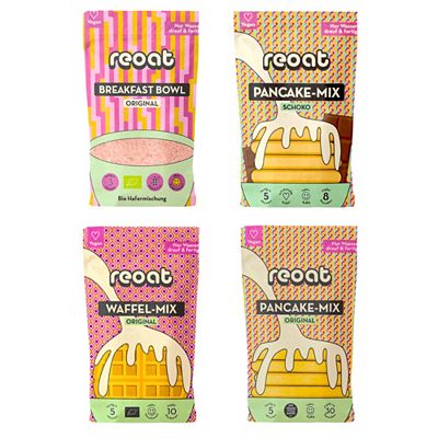 REOAT® Kennenlernset Pancakes, Bio Waffeln & Bio Breakfast Bowl 4 Tüten, 1.700g