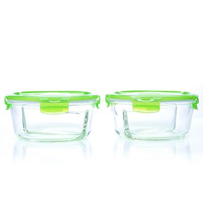 LocknLock 2 Frischhaltedosen aus Borosilikatglas mit Trennwand je 900ml Volumen