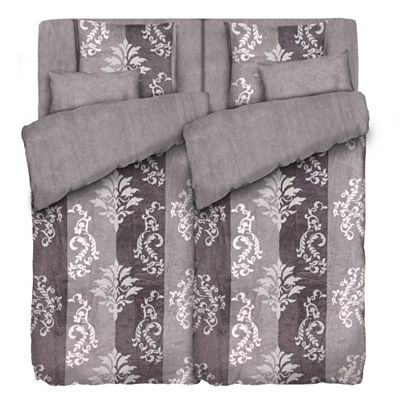 BADIZIO Classic Wendebettwäsche Streifen & Ornamente Mikrofaser Plüsch Doppelbett, 8tlg.