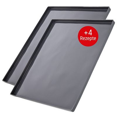 COOLINATO Backmatten mit Rand Platin Silikon 2tlg., bis 230°C inkl. 4 Rezepte