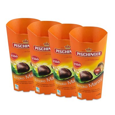 PISCHINGER Schoko Maroni Edelbitter Schokolade exklusiv bei QVC 4x 110g, 40 Stück