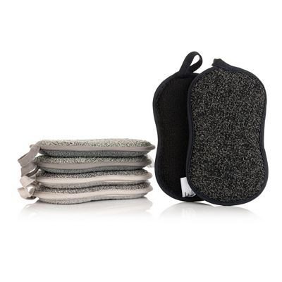 HENSSLERS 6tlg. Reinigungs-Set 2-in-1 Schwämme feine & grobe Seite Mikrofaser