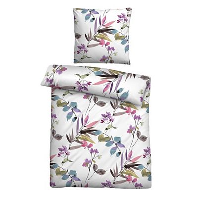 biberna® Bettwäsche bunte Blätter Baumwoll Seersucker Einzelbett, 2tlg.