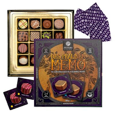 Thumbnail - PETERS Pralinen Memory 16 versch. Sorten und 32 Spielkarten Inhalt 200g
