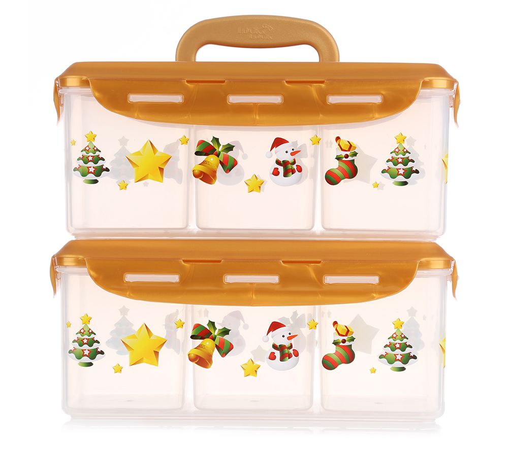 LOCK&LOCK Frischhaltedosen mit Einteilern Tragegriff 2x 3,4l Dosen