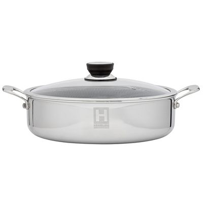 Thumbnail - HENSSLERS Servierpfanne rund Ø 32cm, 7,5L Volumen inkl. Glasdeckel Wabenstruktur