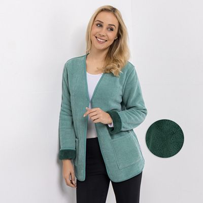 Thumbnail - MONT CHALET wendbarer Cardigan zweifarbig Mikrofaser Edelplüsch aufgesetzte Taschen