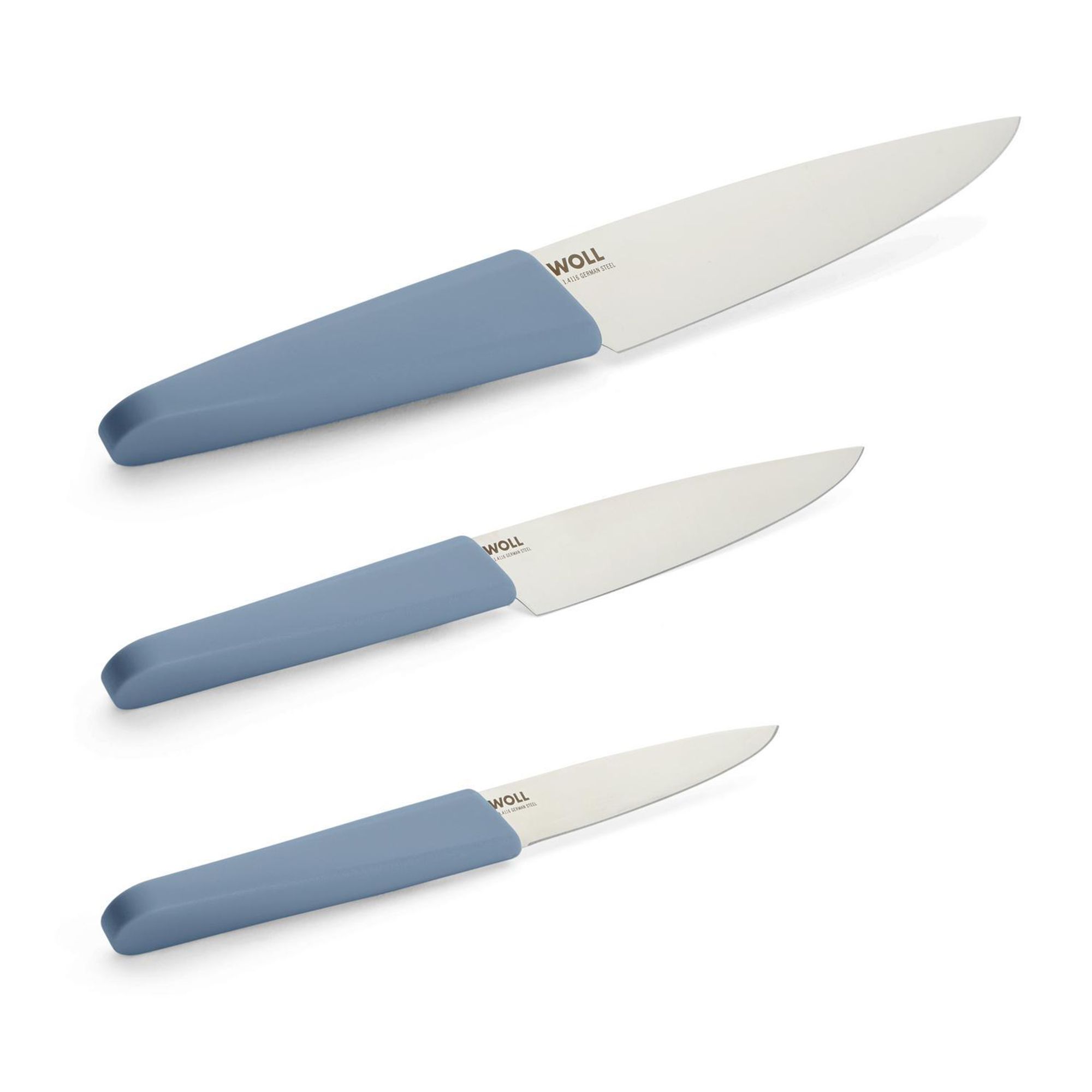 WOLL® Cutting Edge Gemüsemesser 9cm, Universalmesser 12cm und Kochmesser 16cm