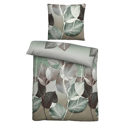 biberna® Bettwäsche Blätterranke Baumwoll Feinbiber Einzelbett, 2tlg.