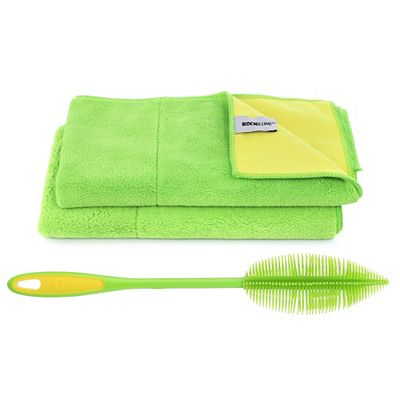 KOCHBLUME® Flaschenbürste & 2x Geschirrtuch je 40x60cm 3tlg.