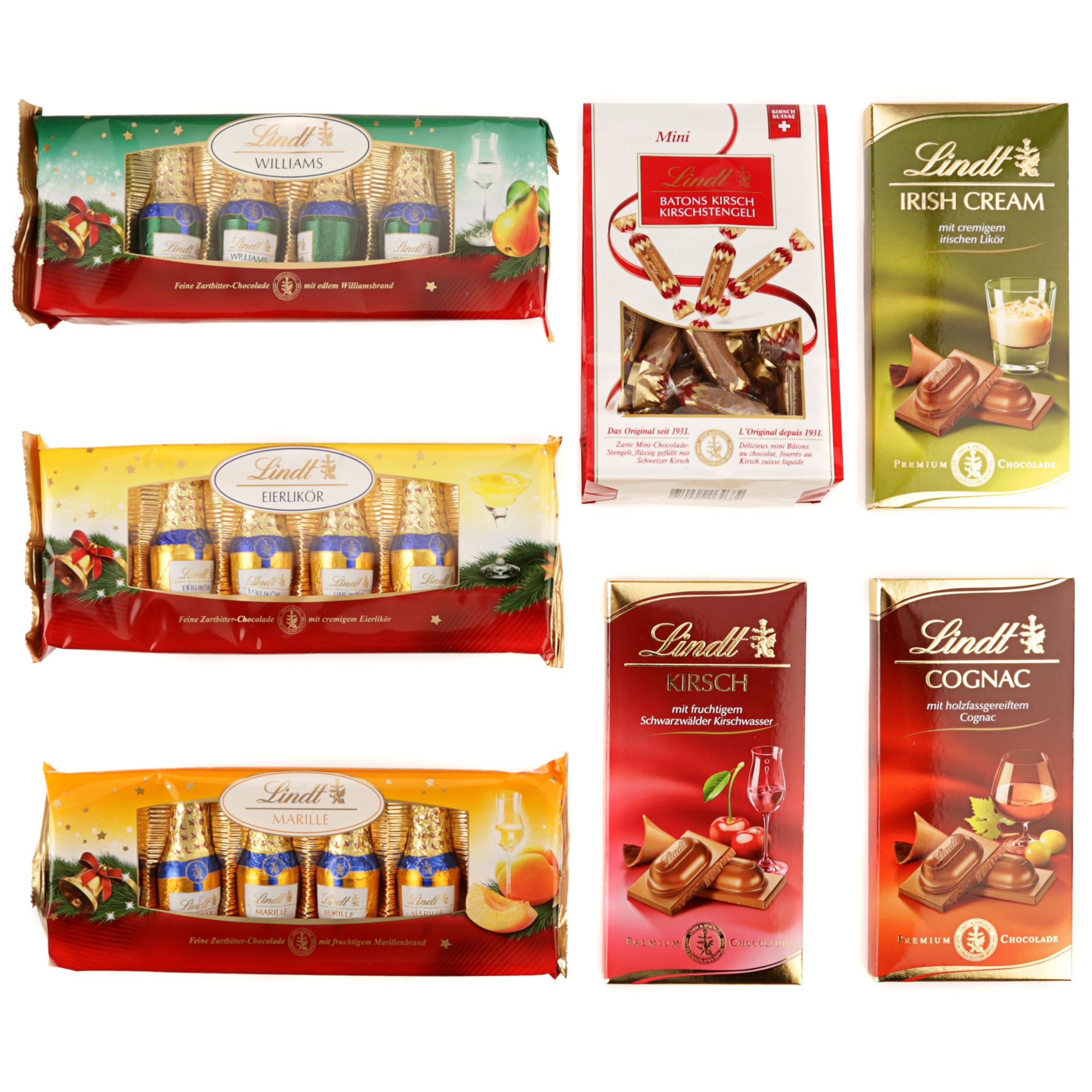 LINDT Spirituosen Schokoladen 7 Sorten Inhalt 816g — QVC.de