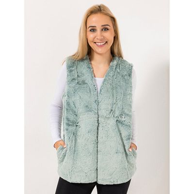 MONT CHALET Damen-Weste Fellimitat Mikrofaser Hakenverschluss