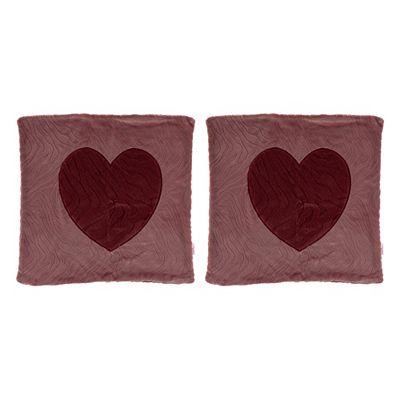 MONT CHALET 2 Kissenhüllen Herz-Applikation Chinchilla-Fellimitat waschbar, ca. 50x50cm
