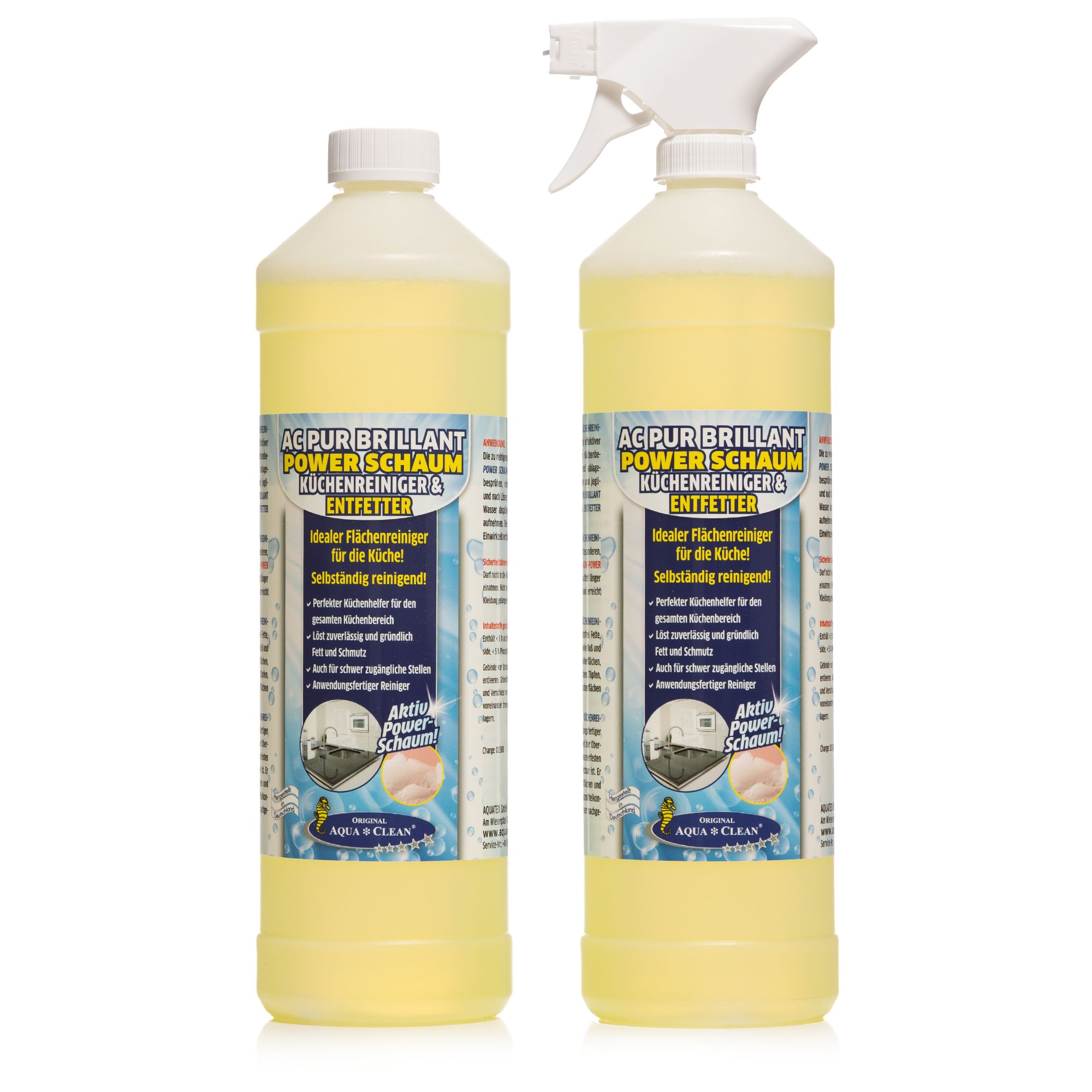 AQUA CLEAN PUR Brillant Powerschaum Küchenreiniger & Entfetter 2x 1l