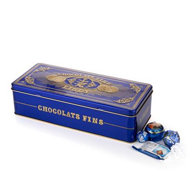 Thumbnail - LINDT Nostalgie Mischung in blauer Metalldose 6 versch. Sorten Inhalt 469g, 42 Stück