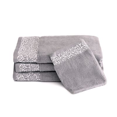 SEEDÜNE Handtuch-Set Jacquard-Rosenbordüre 100% Baumwolle 4tlg.