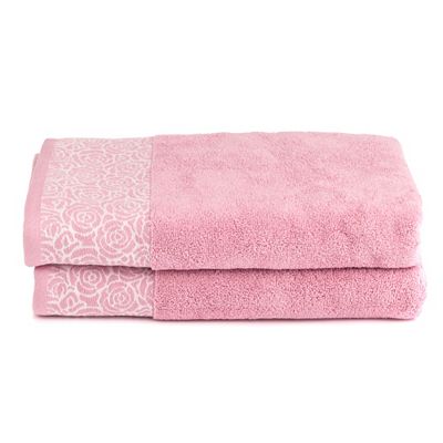 SEEDÜNE 2 Duschtücher Jacquard-Rosenbordüre 100% Baumwolle ca. 70x140cm