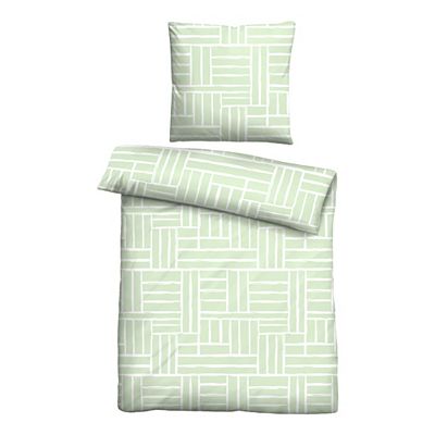 Thumbnail - Castell® Bettwäsche Kästchen-Design Baumwoll Seersucker Einzelbett, 2tlg.