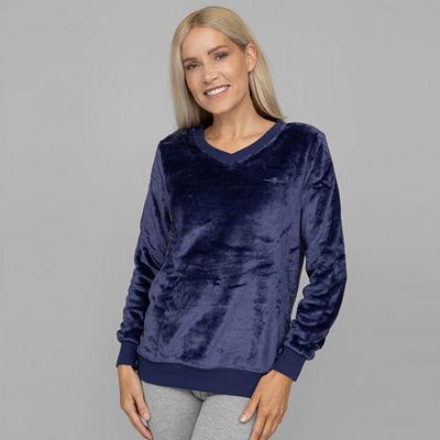 B-Ware MONT CHALET Damen-Pullover uni V-Ausschnitt Zierstickerei