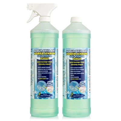 AQUA CLEAN PUR Brillant Power Schaum Glas- & Fensterreiniger 2x 1l