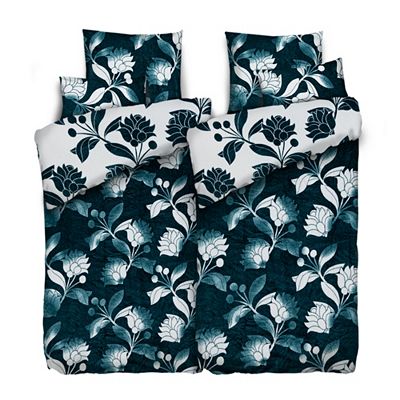 BADIZIO Classic Wendebettwäsche Aquarellranken Mikrofaser Plüsch Doppelbett, 6tlg.