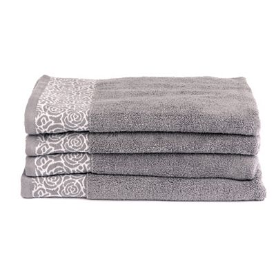 SEEDÜNE 4 Handtücher Jacquard-Rosenbordüre 100% Baumwolle ca. 50x100cm