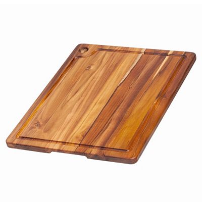 Teakhaus Schneidebrett mit Saftrille aus Teakholz