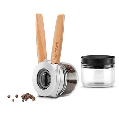 DREAMFARM® Gewürzmühle Holz, Edelstahl, Kunststoff inkl. Ersatzglas
