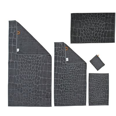 Thumbnail - done.® Frottier-Set CROCO uni 100% Baumwolle inkl.Badvorleger,5tlg