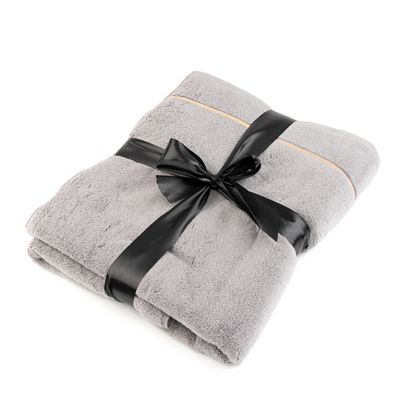 SEEDÜNE 1 Saunatuch 80x140cm goldene Bordüre 100% Baumwolle inkl. Schleife