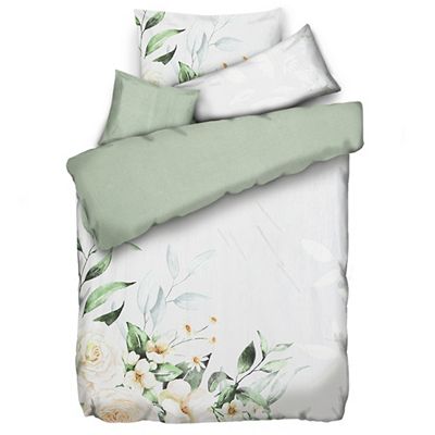 WINTERENGEL Wendebettwäsche Blumen/Glitzerpaspel Mikrofaser Flanell Einzelbett, 4tlg.