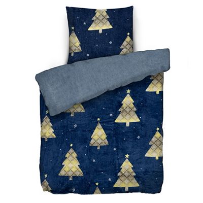 BADIZIO Classic Wendebettwäsche Weihnachtsbäume Mikrofaser Plüsch Einzelbett, 2tlg.