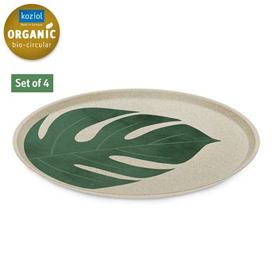 KOZIOL Große Teller-Set CONNECT PLATE MONSTERA LEAF Ø 25,5cm, 4tlg.