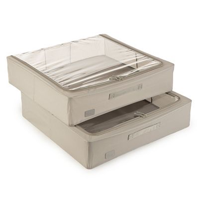 PERIEA® 2 Unterbett- Aufbewahrungsboxen Large, Sichtfenster 61x58x14cm