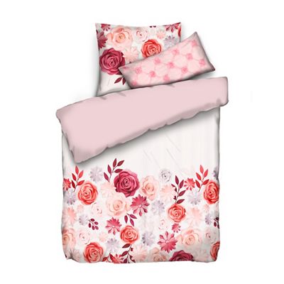 JERYMOOD Wendebettwäsche florales Dekokissen Mikrofaser Jersey Einzelbett, 3tlg.