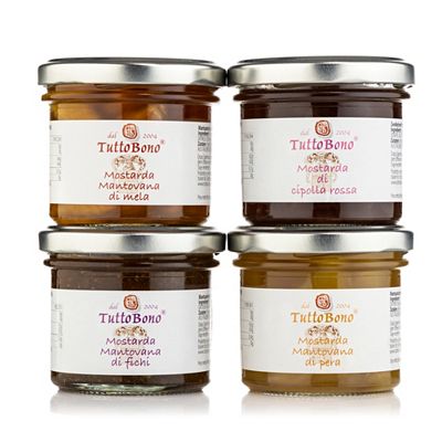 Thumbnail - TUTTOBONO® Senf Set aus Italien 4 versch. Sorten exklusiv bei QVC Inhalt 480g