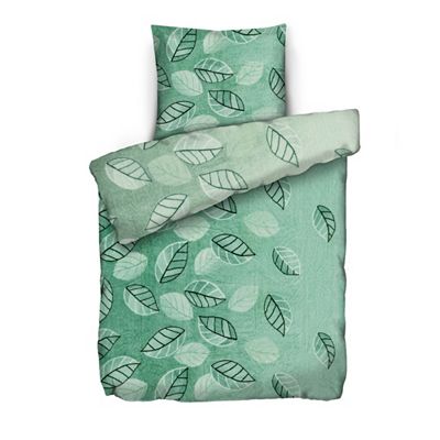 BADIZIO Classic Wendebettwäsche Blätter-Design Mikrofaser Plüsch Einzelbett, 2tlg.