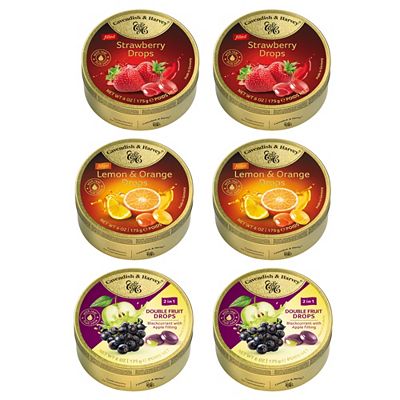 CAVENDISH & HARVEY® Bonbons in der Dose fruchtig gefüllt 3 Sorten, 6 Dosen Inhalt 1.050g