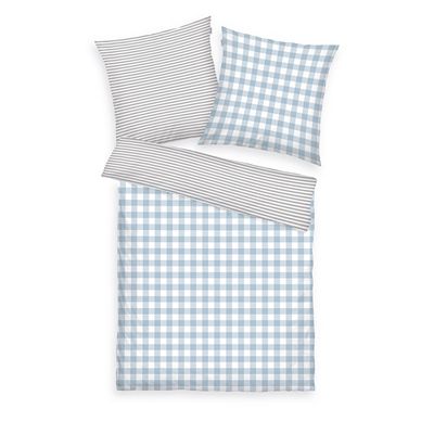 TOM TAILOR Wendebettwäsche Karo-/Streifen-Design Baumwoll Flanell Einzelbett, 2tlg.