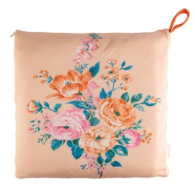 JERYMOOD 2in1-Kissen+Decke Blumendruck Mikrofaser Jersey ca.45x45cm/150x200cm