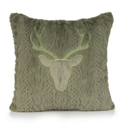 MONT CHALET Fellimitat- Kissenhülle 50x50cm Tierfell-Struktur Hirsch-Applikation