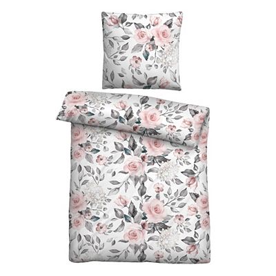 Castell® Bettwäsche Rosen Baumwoll Satin Einzelbett, 2tlg.