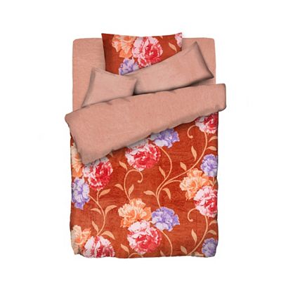 BADIZIO Classic Wendebettwäsche Bumen mit Ranken Mikrofaser Plüsch Einzelbett, 5tlg.