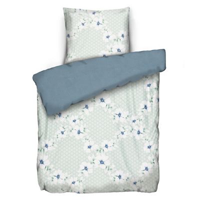 WINTERENGEL Wendebettwäsche Karo / Blumenranken Mikrofaser Flanell Einzelbett, 2tlg.