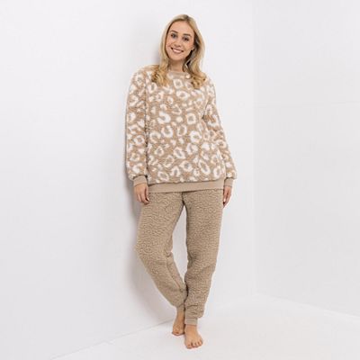 MONT CHALET Damen-Hausanzug,2tlg. Pullover mit Rundhals Schäfchenfell Hose mit Taschen