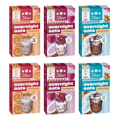 3BEARS Overnight Oats 3 versch. Sorten 2.400g, 6 Packungen exklusiv bei QVC