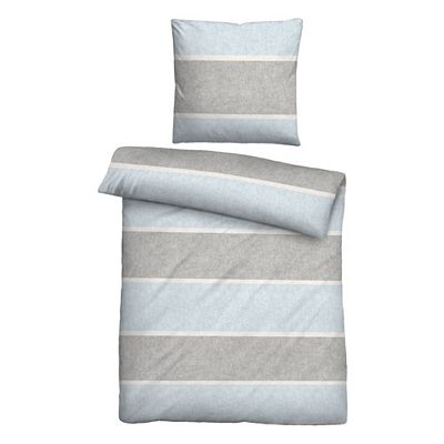 Thumbnail - biberna® Bettwäsche Blockstreifen Melange-Flanell Einzelbett, 2tlg.