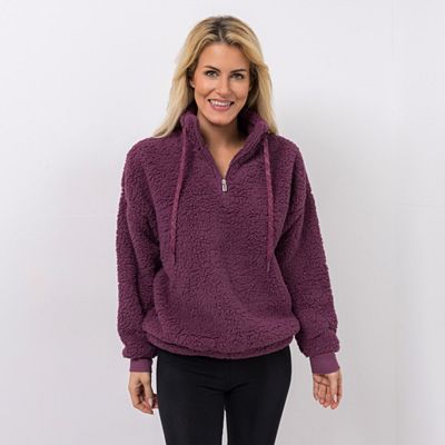Thumbnail - MONT CHALET Damen-Pullover uni Schäfchenfell Troyer-Ausschnitt