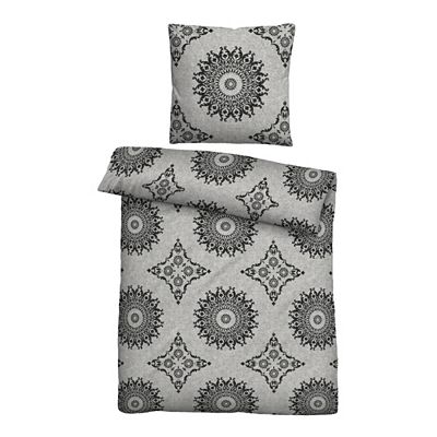 biberna® Bettwäsche Ornamente Melange-Flanell Einzelbett, 2tlg.