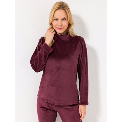 Thumbnail - MONT CHALET Damen-Pullover uni Cord-Optik Mikrofaser Samtfell Stehkragen